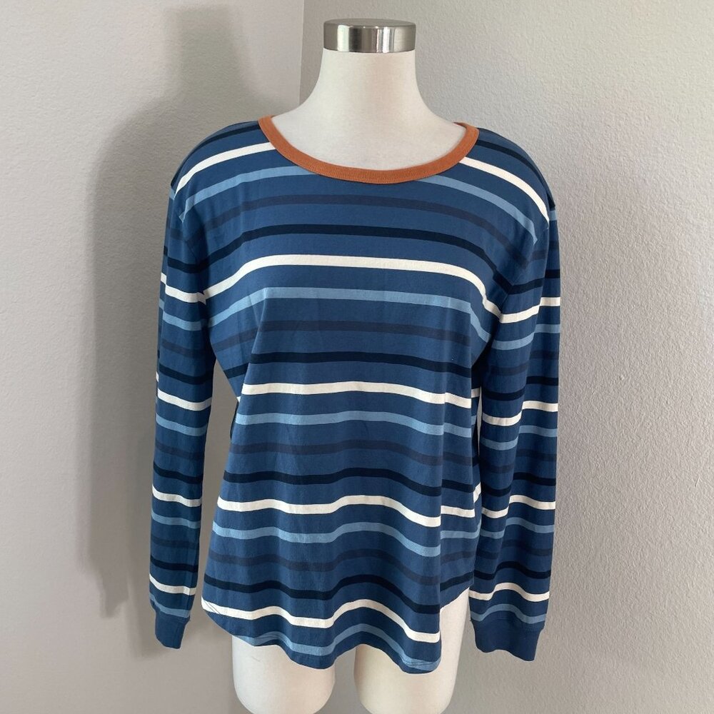 Pendleton Womens Medium Striped Long Sleeve Cotton T Shirt Crew Neck Top